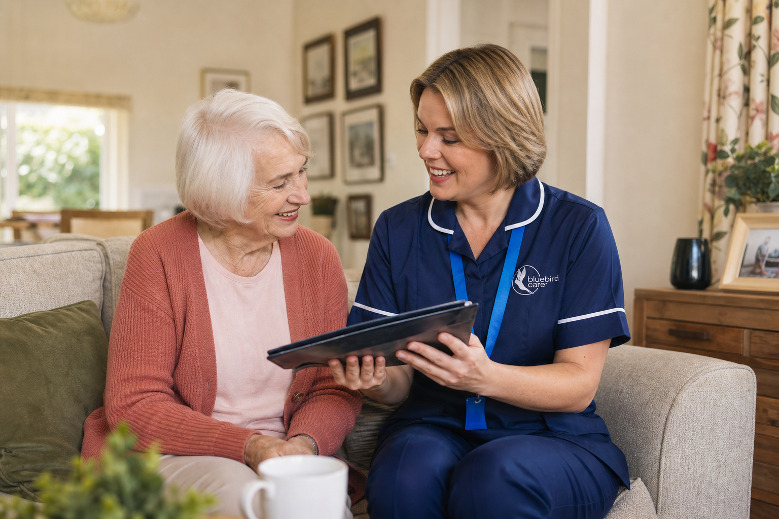 Professional care team supporting older adults